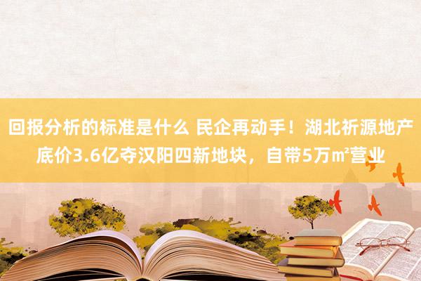 回报分析的标准是什么 民企再动手！湖北祈源地产底价3.6亿夺汉阳四新地块，自带5万㎡营业