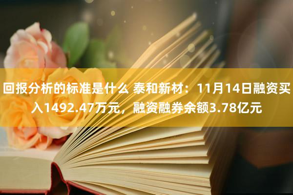 回报分析的标准是什么 泰和新材：11月14日融资买入1492.47万元，融资融券余额3.78亿元