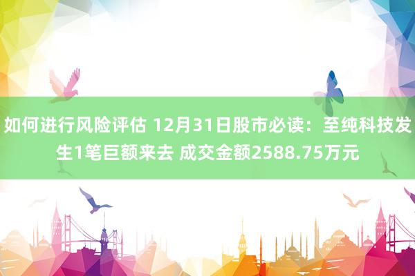 如何进行风险评估 12月31日股市必读：至纯科技发生1笔巨额来去 成交金额2588.75万元