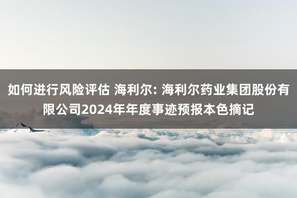 如何进行风险评估 海利尔: 海利尔药业集团股份有限公司2024年年度事迹预报本色摘记