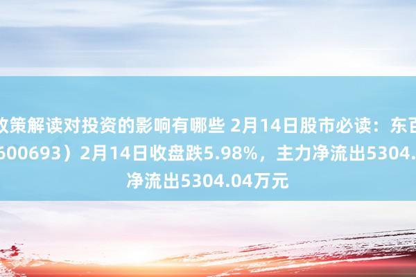 政策解读对投资的影响有哪些 2月14日股市必读：东百集团（600693）2月14日收盘跌5.98%，主力净流出5304.04万元