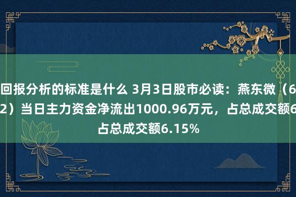 回报分析的标准是什么 3月3日股市必读：燕东微（688172）当日主力资金净流出1000.96万元，占总成交额6.15%