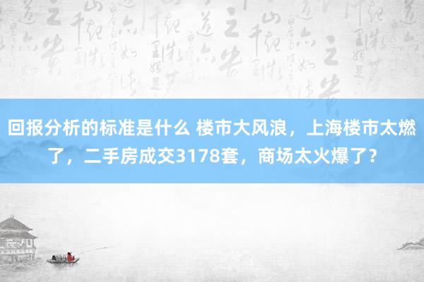 回报分析的标准是什么 楼市大风浪，上海楼市太燃了，二手房成交3178套，商场太火爆了？