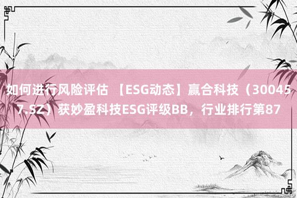 如何进行风险评估 【ESG动态】赢合科技（300457.SZ