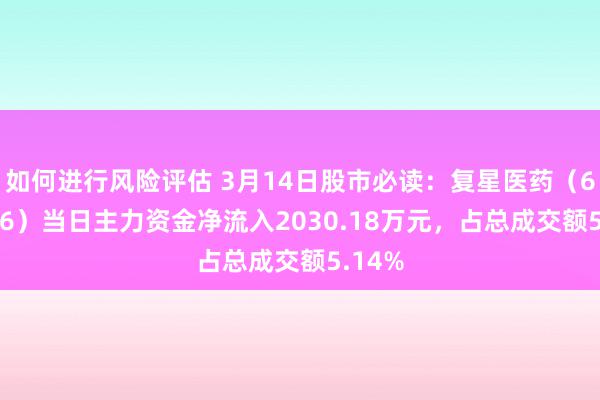 如何进行风险评估 3月14日股市必读：复星医药（600196）当日主力资金净流入2030.18万元，占总成交额5.14%